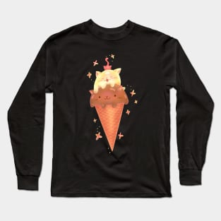 Cat Ice Cream Cone Long Sleeve T-Shirt